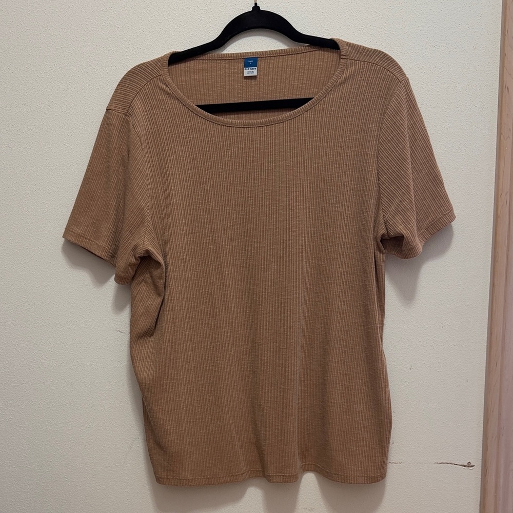 Old Navy Brown Ribbed Short Sleeve Top